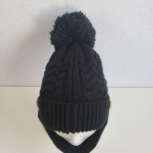 Beanie with Detachable Mask Cover Black Size OS One Size Pom Unisex RN 86183